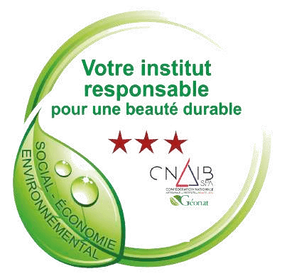 Label Votre institut responsable pour une beauté durable, trois étoiles